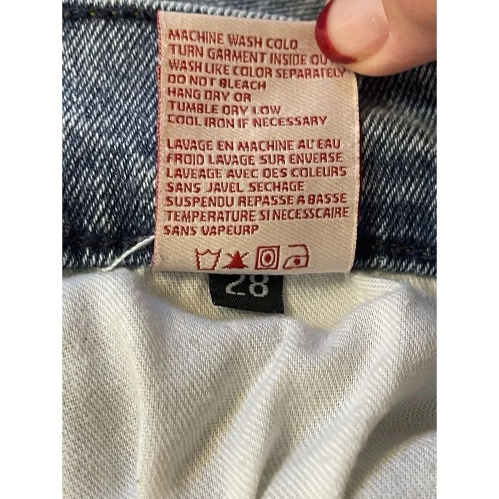Revice Women Blue Jeans Star Back Size 28 USA‎ Made Hi Rise Distressed